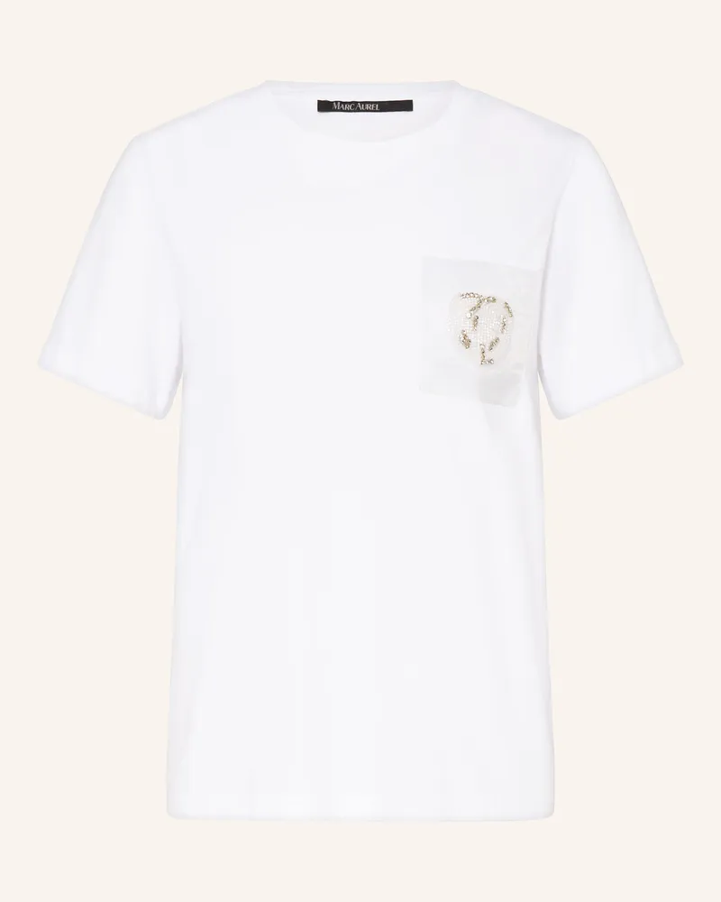 MARC AUREL T-Shirt mit Schmuckperlen Weiss