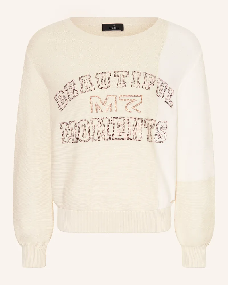 monari Pullover mit Schmucksteinen Weiss