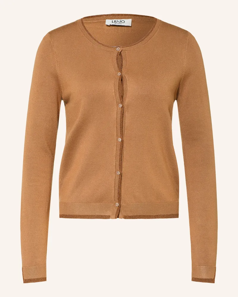 Liu Jo Strickjacke Mit Schmucksteinen Und Glitzergarn beige Hellbraun