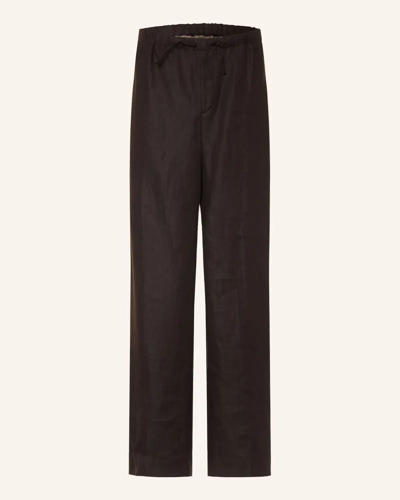 HUGO BOSS Leinenhose Regular Fit Im Jogging-Stil braun Dunkelbraun