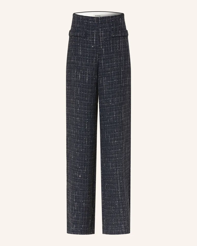 Sandro Marlenehose Aus Tweed Mit Glitzergarn Und Pailletten blau Dunkelblau