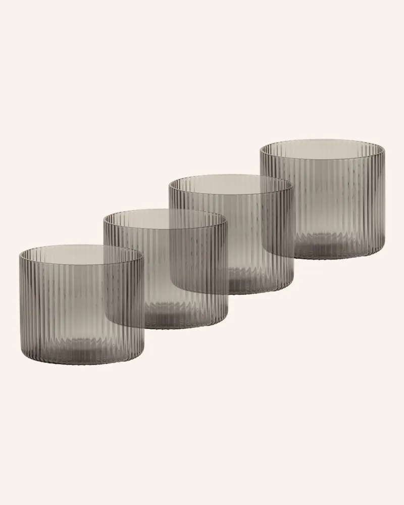 ferm LIVING 4er-Set Trinkgläser Ripple grau Grau