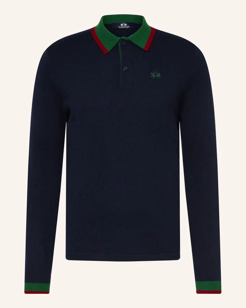 La Martina Strick-Poloshirt Mit Merinowolle blau Dunkelblau