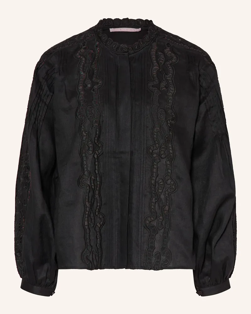 (THE MERCER) N.Y. Leinenbluse mit Lochspitze Schwarz