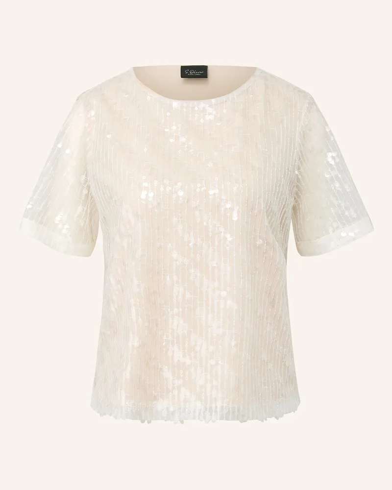 S.Oliver Blusenshirt mit Pailletten Ecru