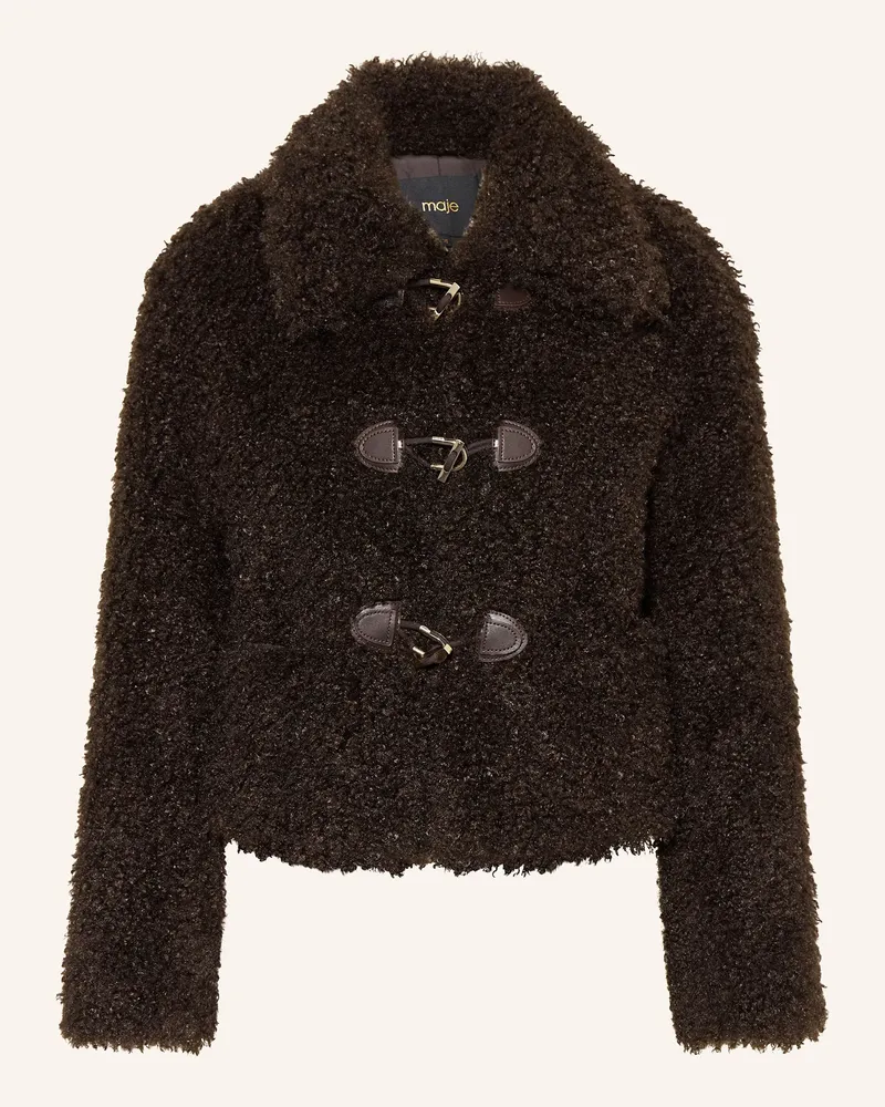 Maje Teddyfell-Jacke Dunkelbraun