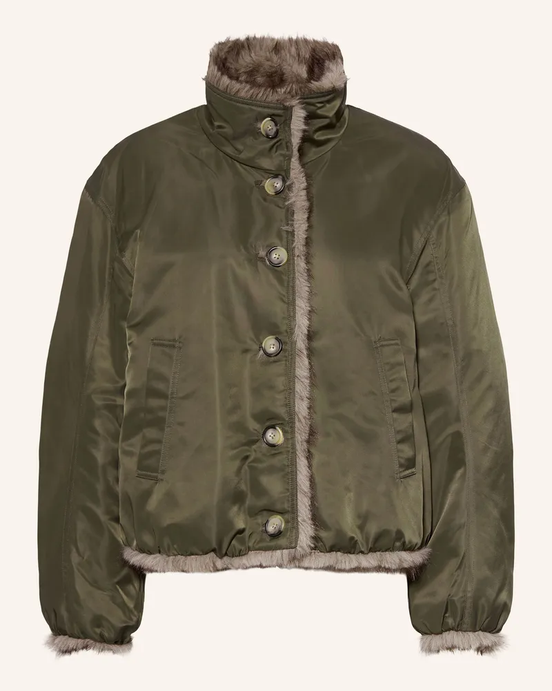 Veronica Beard Kunstfell-Jacke Varell Zum Wenden beige Khaki