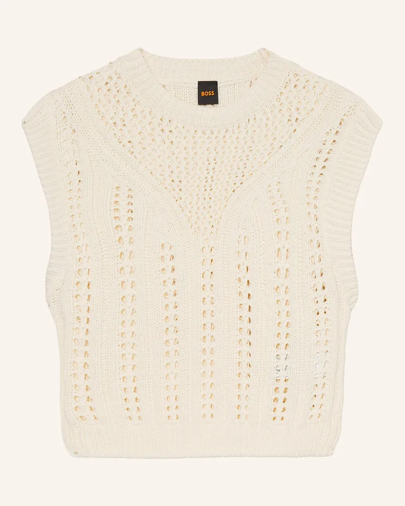 HUGO BOSS Pullunder Fiseo weiss Creme