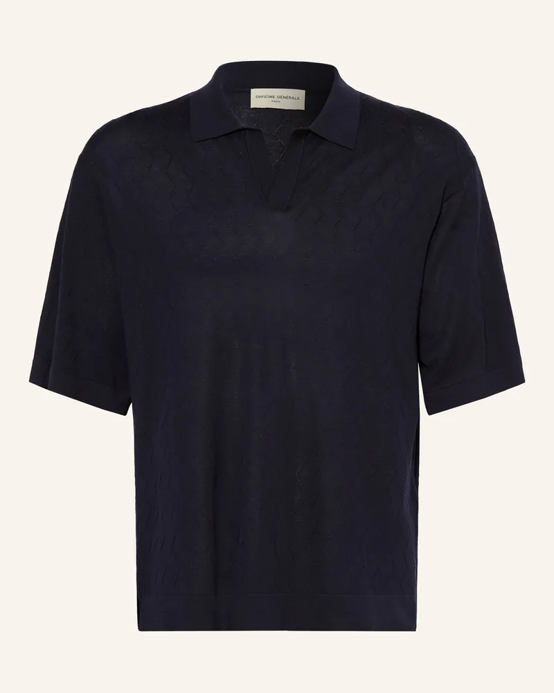 Officine Generale Strick-Poloshirt blau Dunkelblau