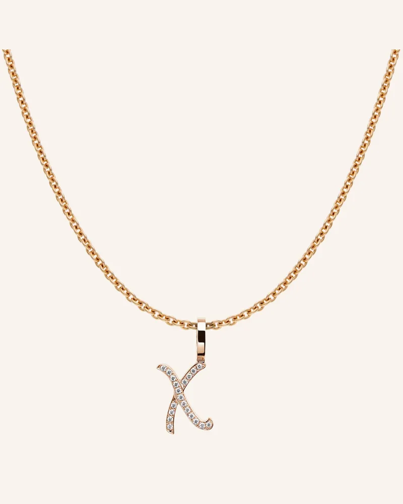 CADA Kette Tiny Diamond Letter X rosegold Roségold