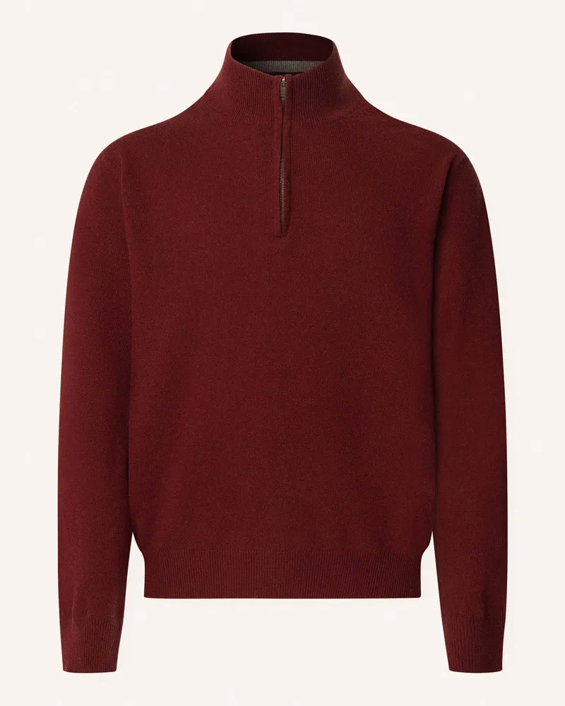 Hackett Pullover MERINO CASH MIX HZIP Dunkelrot