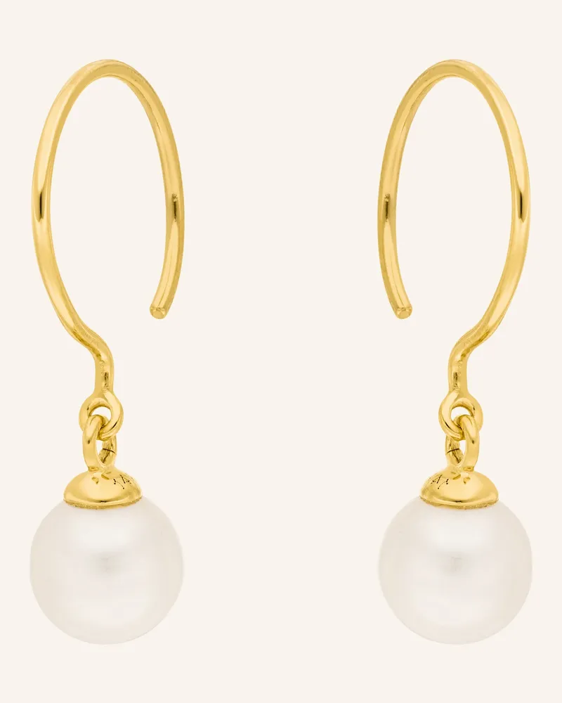 Leaf Ohrhänger SINGLE PEARLS aus14 Karat Gelbgold Gold