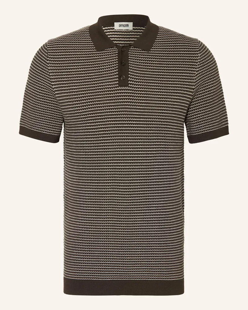 Drykorn Strick-Poloshirt Triton Regular Fit braun Ecru