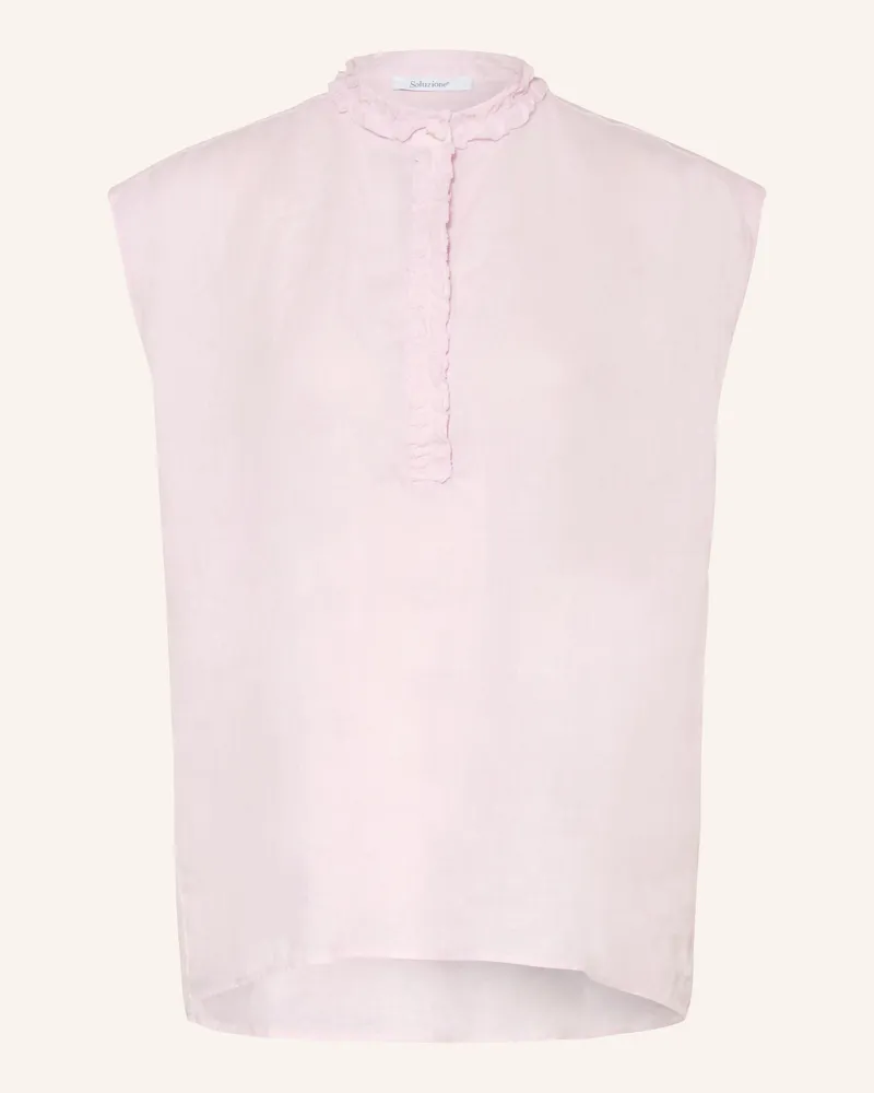 Soluzione Blusenshirt Aus Leinen Mit Rüschen rosa Hellrosa