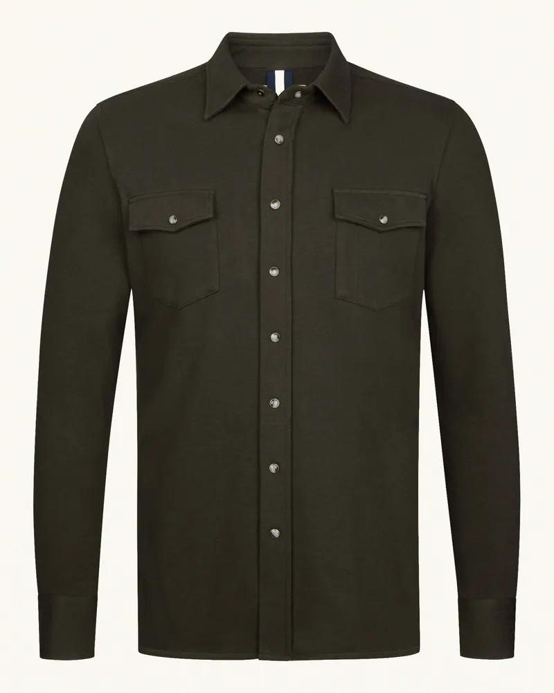 Profuomo Solid overshirt Dunkelgrün