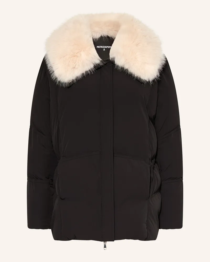 Patrizia Pepe Steppjacke PIUMINO mit Kunstfell Schwarz