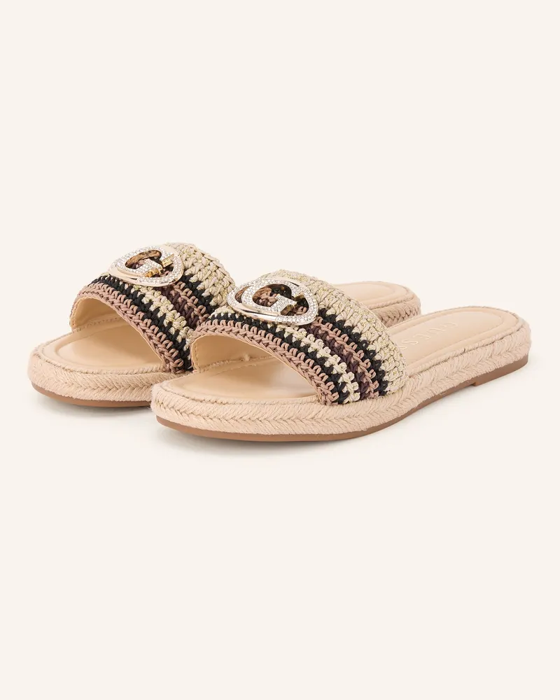 Guess Pantoletten Kaylis Mit Schmucksteinen beige Schwarz