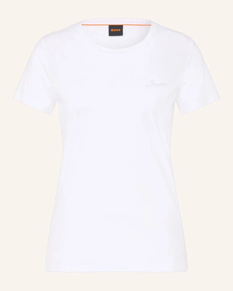 HUGO BOSS T-Shirt Elove Mit Schmucksteinen weiss Weiss