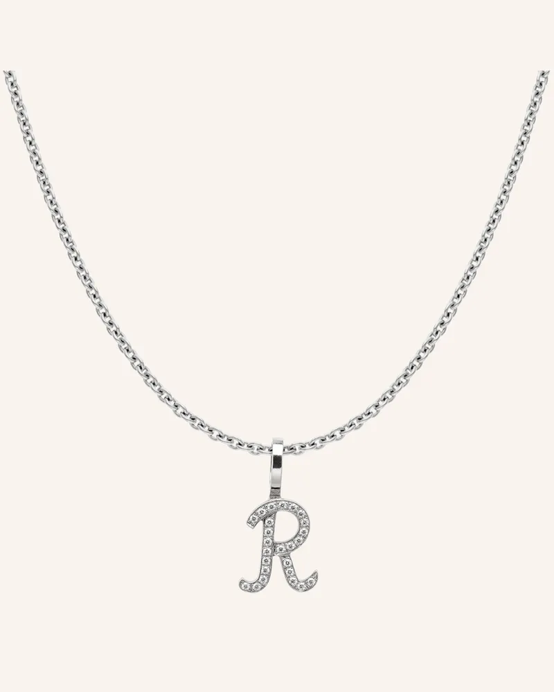 CADA Kette TINY DIAMOND LETTER R Weissgold