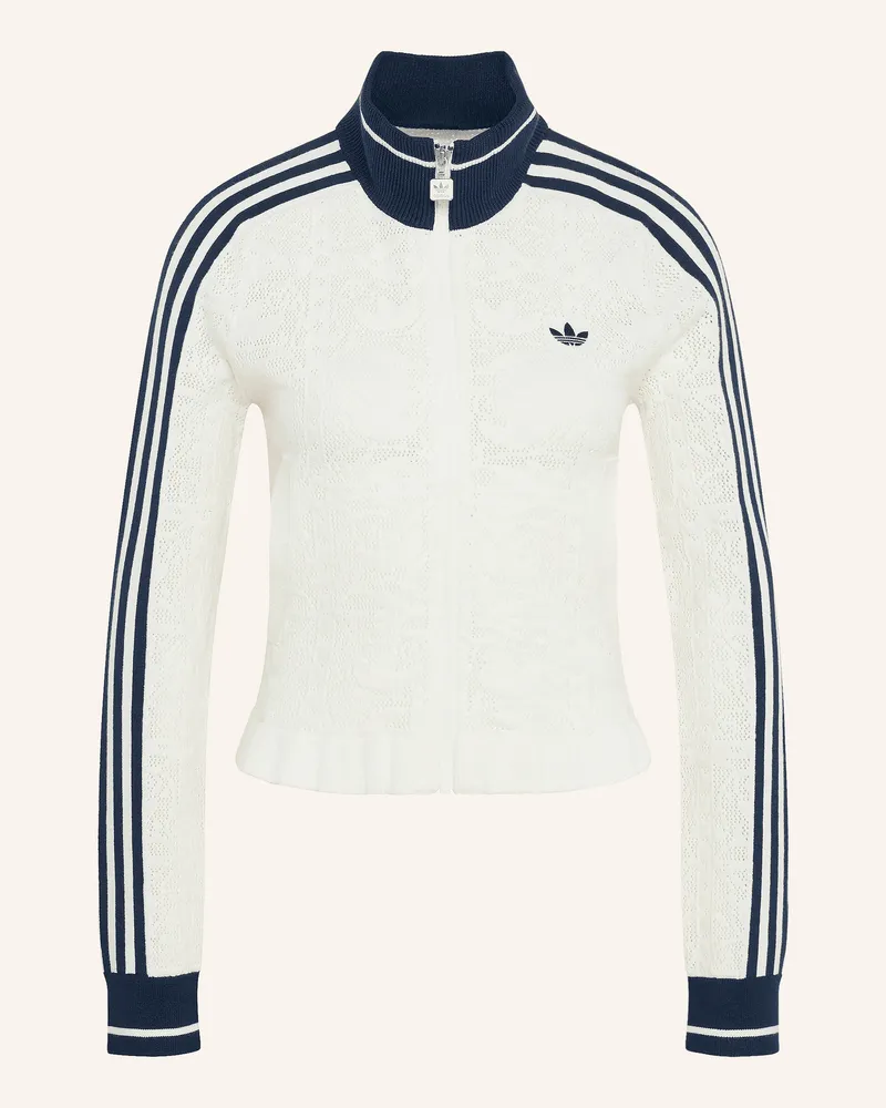adidas Strickjacke Mit Galonstreifen weiss Creme