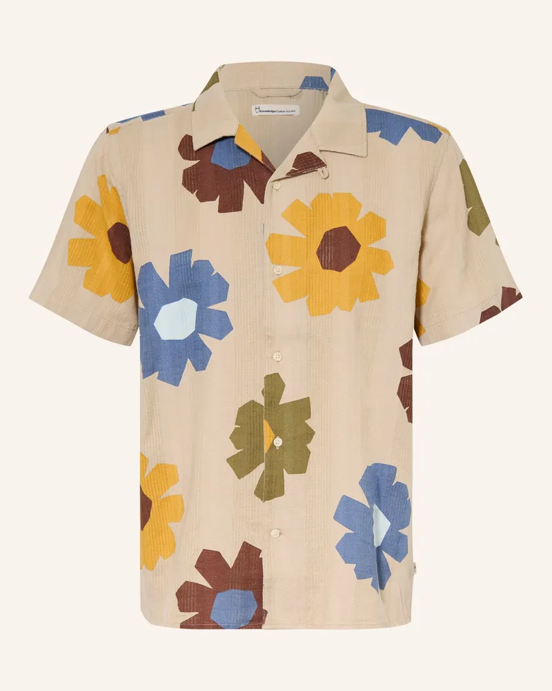 Knowledge Cotton Apparel Kurzarm-Hemd Comfort Fit beige Beige