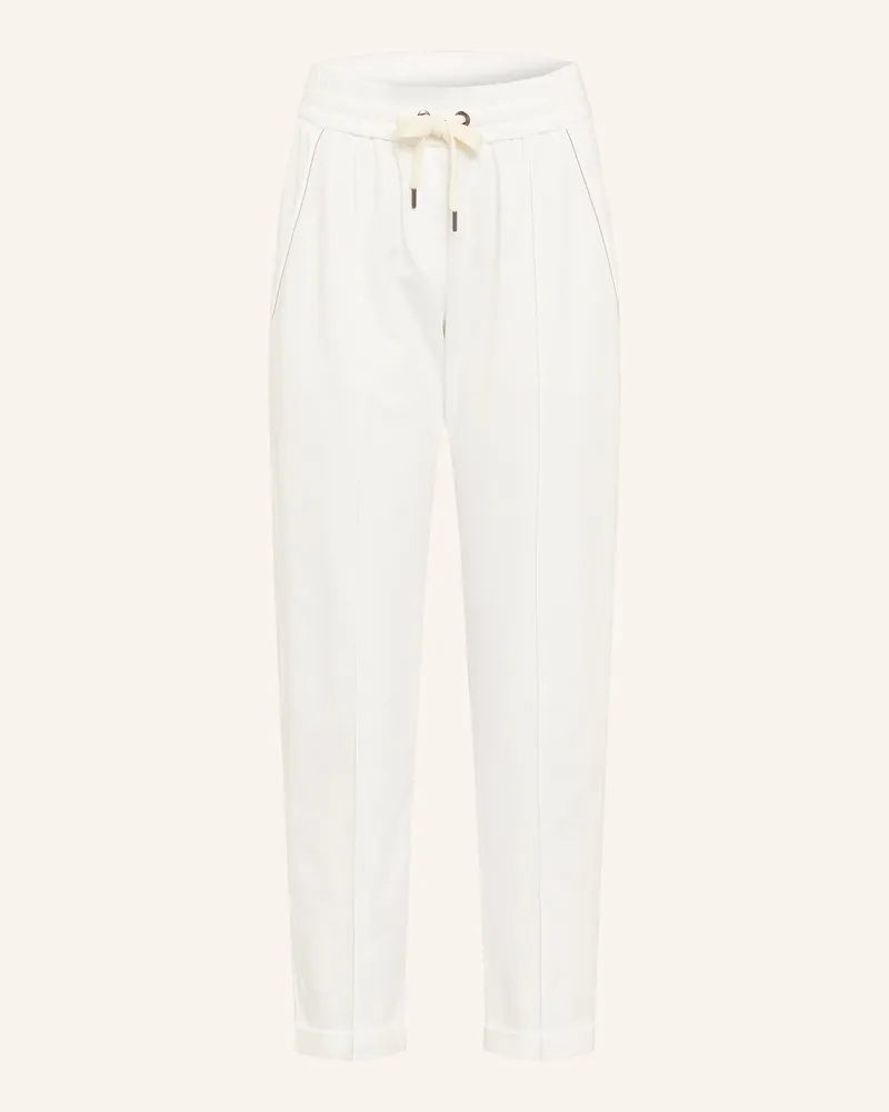 Brunello Cucinelli Hose im Joggingstil mit Schmucksteinen Weiss
