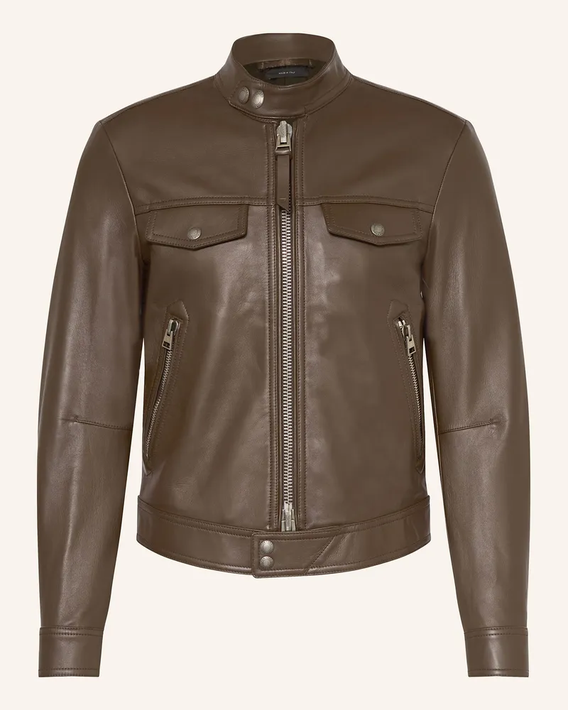 Tom Ford Lederjacke Khaki