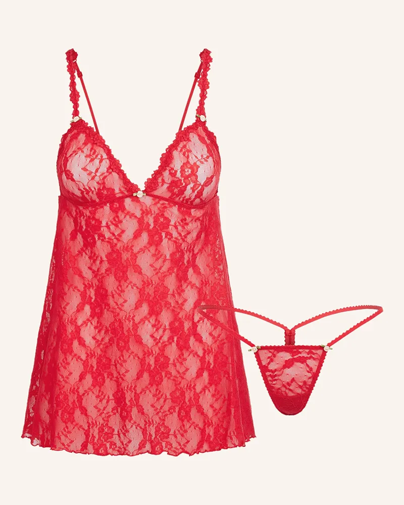 SKIMS Set Stretch Lace: Schlaftop Und String rot Red