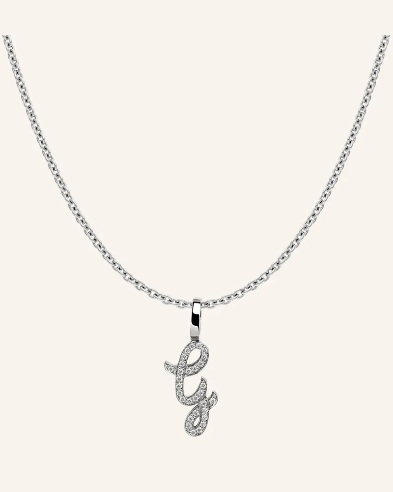 CADA Kette Tiny Diamond Letter G silber Weissgold