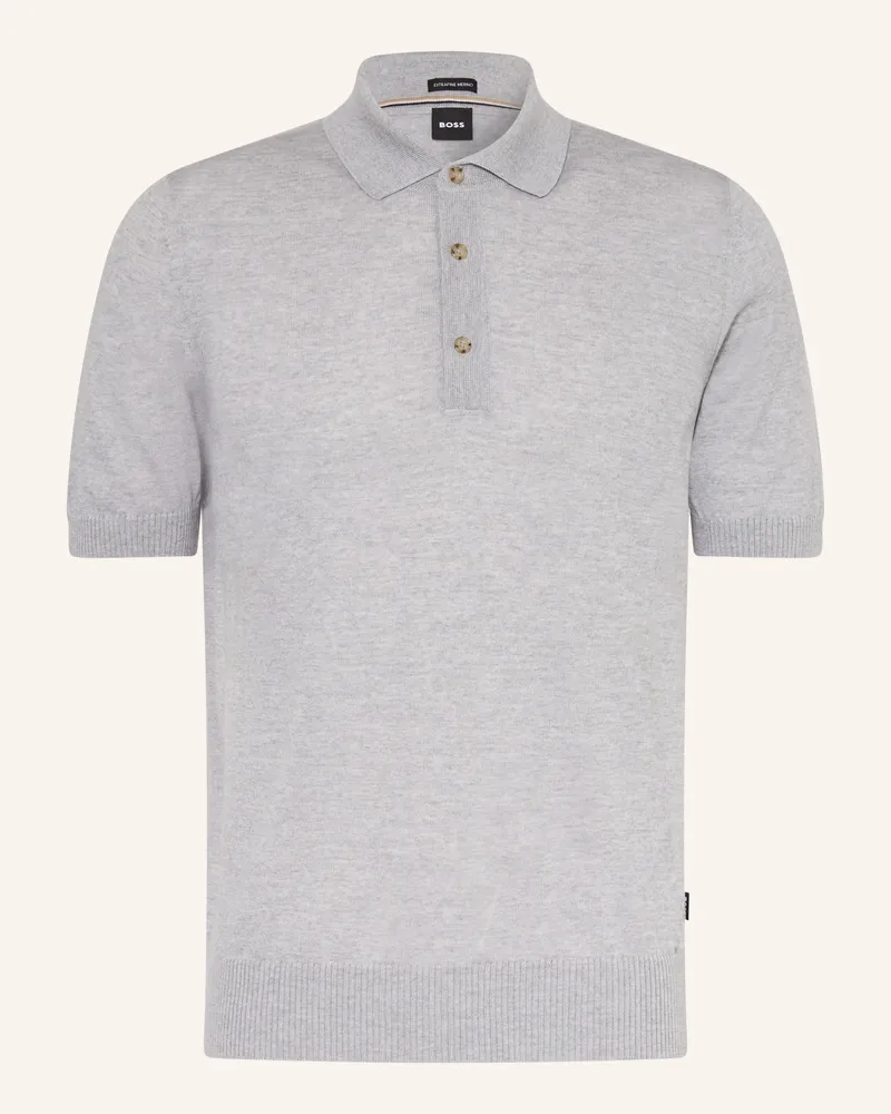 HUGO BOSS Strick-Poloshirt Nolano grau Grau