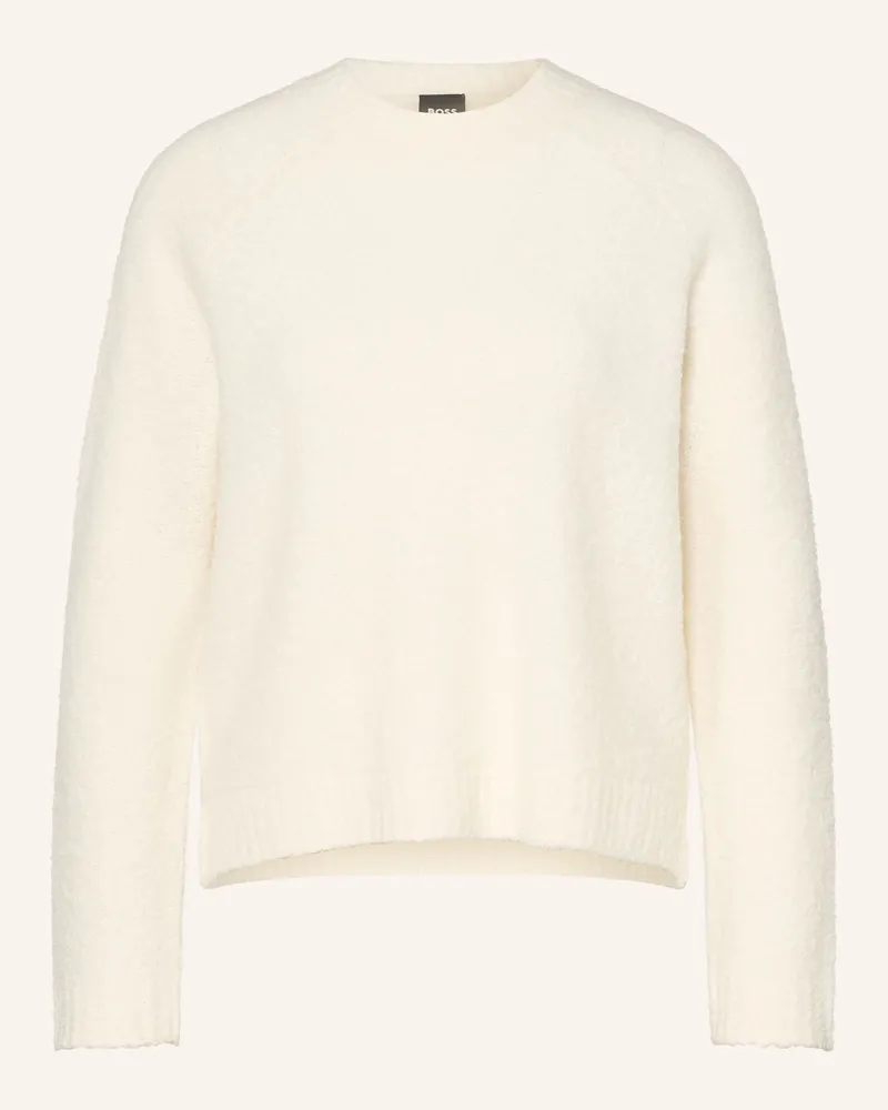 HUGO BOSS Bouclé-Pullover Febisana weiss Ecru