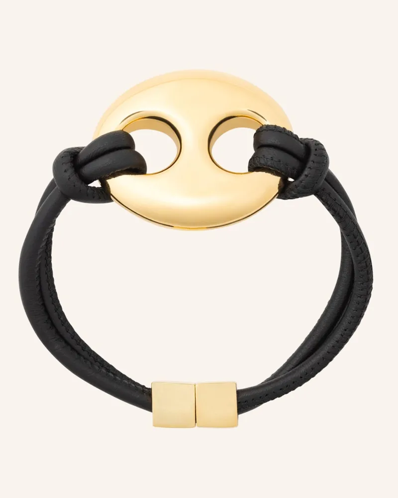 Vanessa Baroni Armbänder Disc Leather Black By Glambou gold Gold