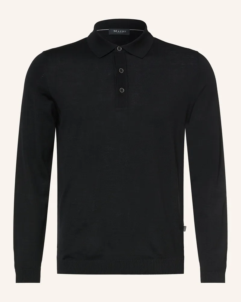 Maerz Strick-Poloshirt schwarz Schwarz