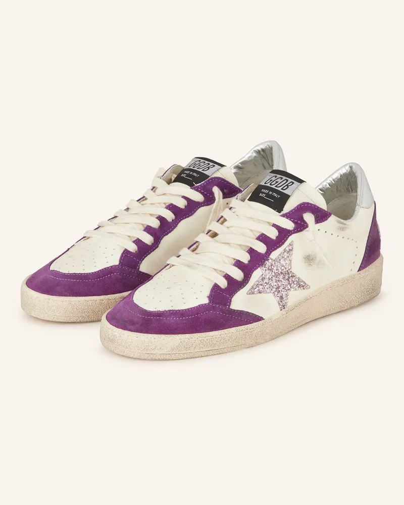 Golden Goose Sneaker Ball Star Mit Pailletten weiss Dunkellila