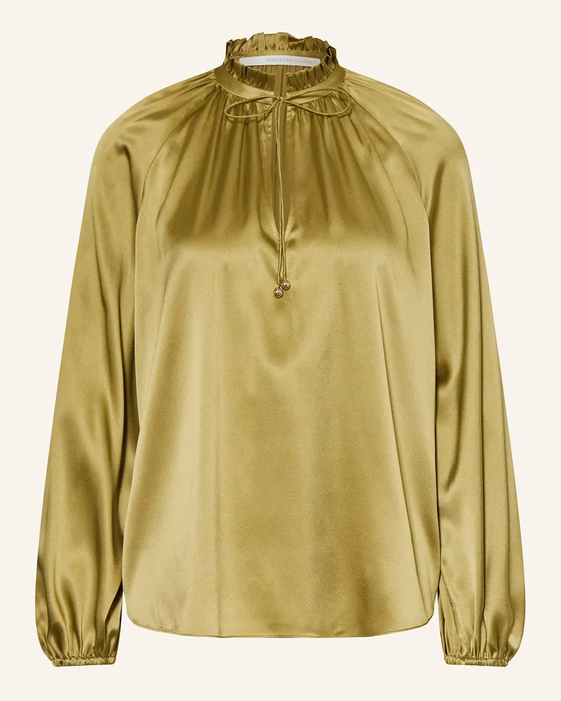Herzen's Angelegenheit Blusenshirt aus Seide mit Rüschen Khaki