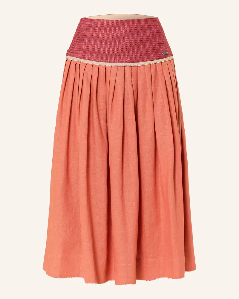 Die Rockmacherin Trachtenrock Sonnabrand Aus Leinen orange Dunkelorange