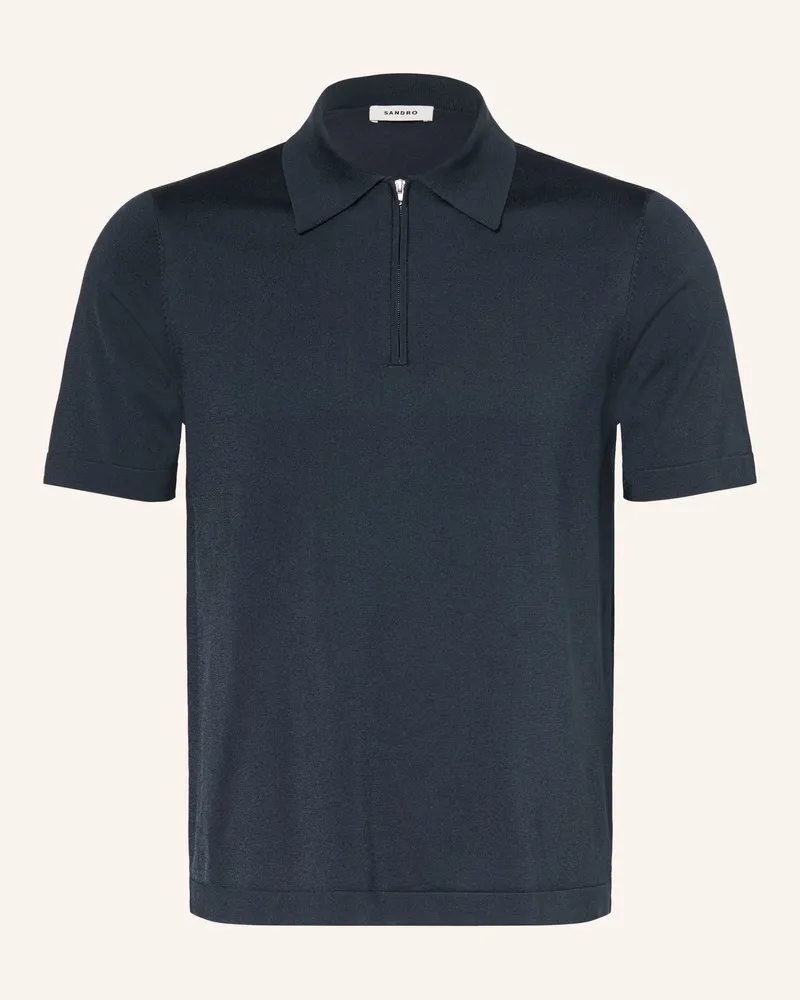 Sandro Strick-Poloshirt blau Dunkelblau