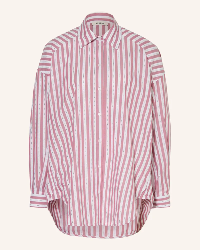 Sandro Hemdbluse mit Schmucksteinen Rosé