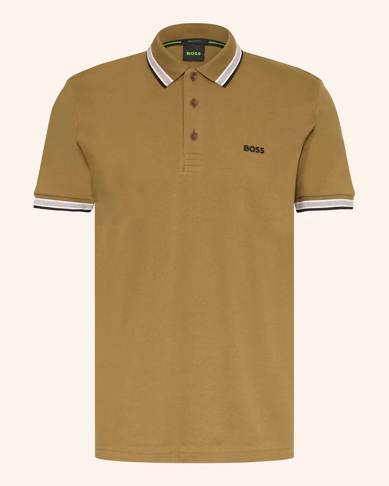 HUGO BOSS Piqué-Poloshirt PADDY CURVED Regular Fit Braun