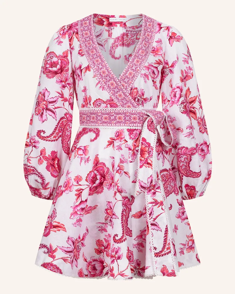 CLAIRE LUISE Florales Kleid mit Taillenband Pink