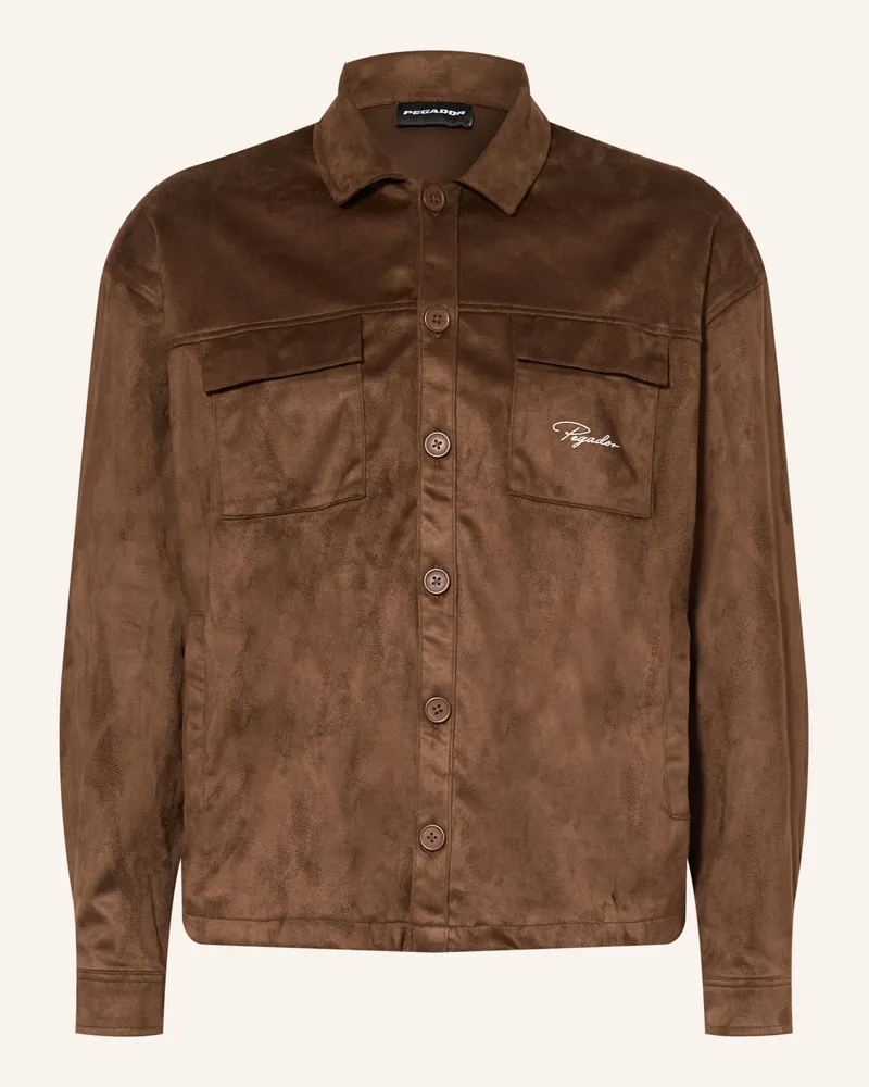 PEGADOR Overjacket Madikeri In Lederoptik braun Dunkelbraun