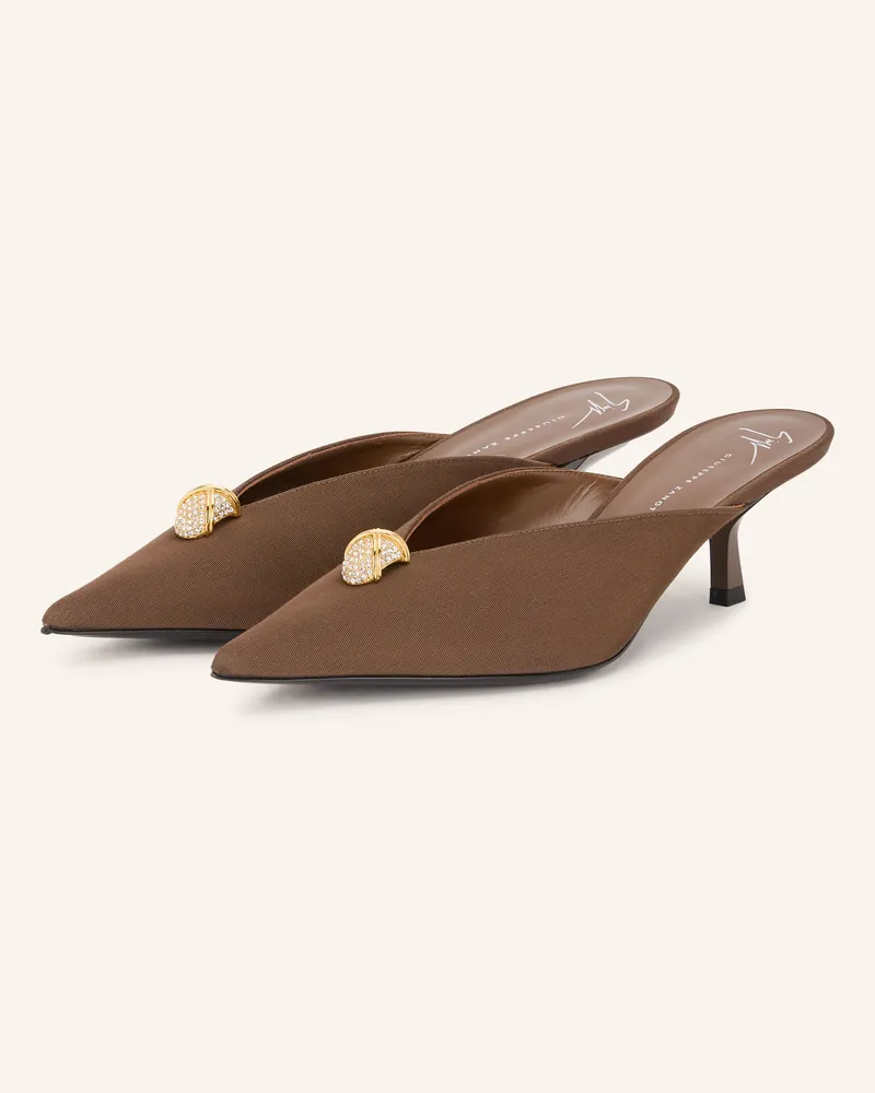 Giuseppe Zanotti Mules Raquel Mit Schmucksteinen braun Braun