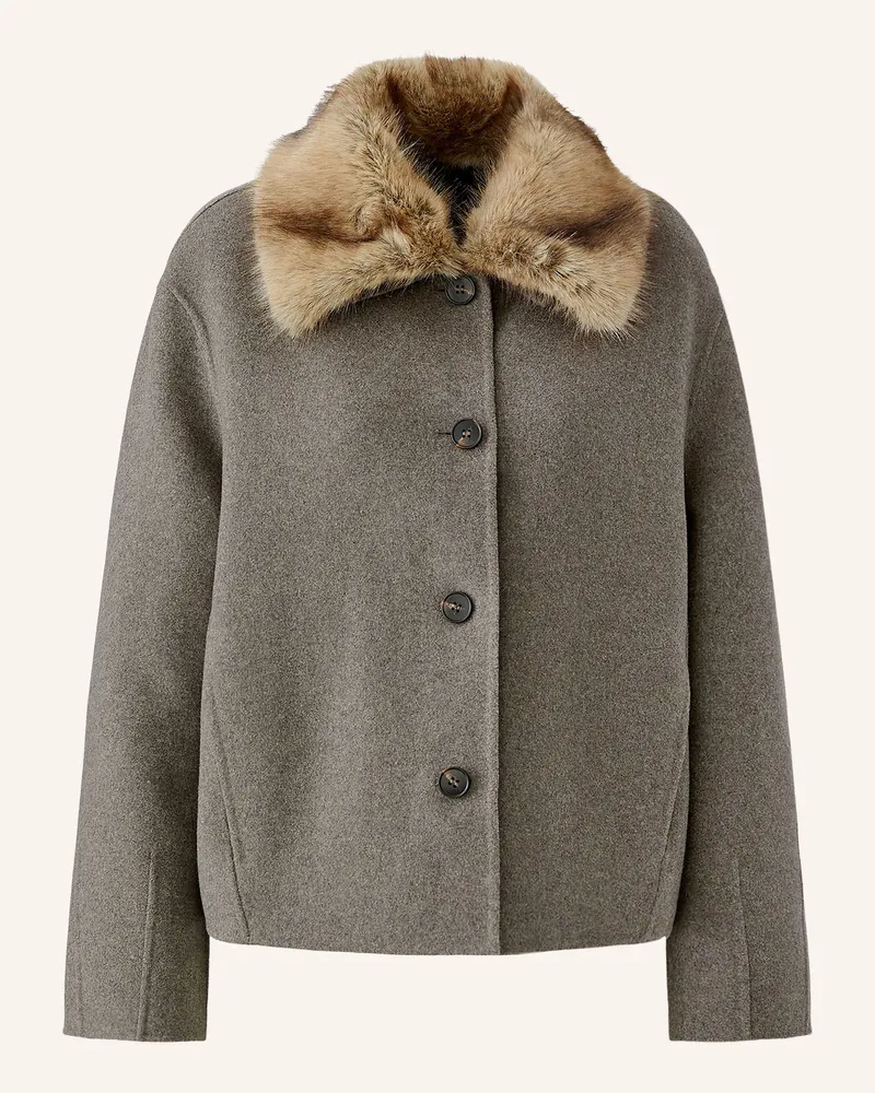 Oui  Jacke Mit Abnehmbarem Kunstfell-Kragen beige Taupe