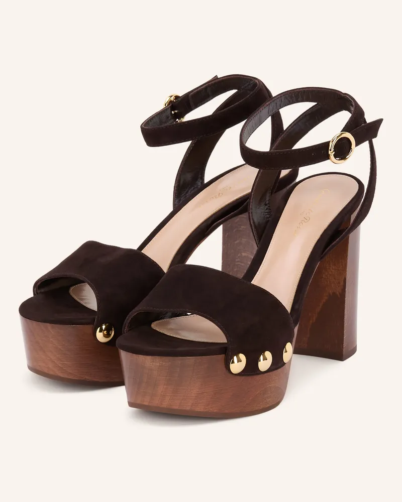 Gianvito Rossi Plateau-Sandaletten CAMOSCIO mit Nieten Dunkelbraun