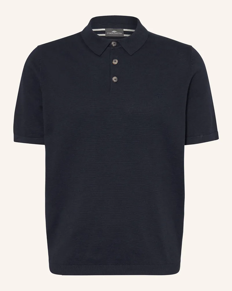 Fynch-Hatton Strick-Poloshirt Dunkelblau