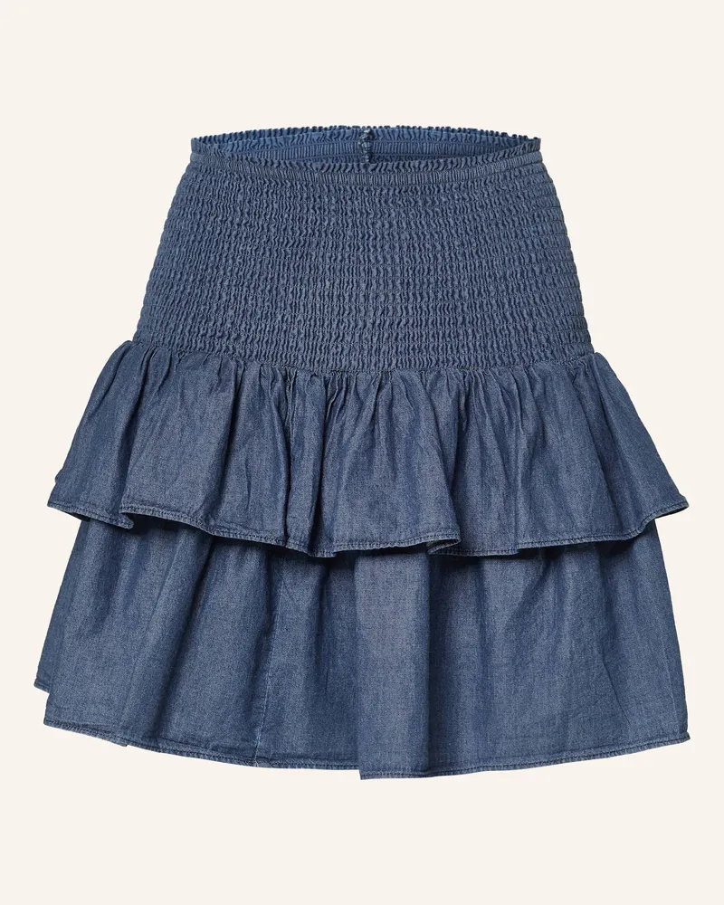 Neo Noir Rock CARIN in Jeansoptik mit Volants Dunkelblau