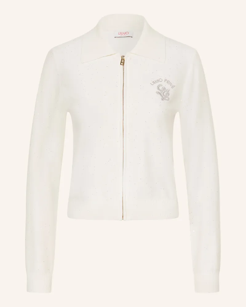 Liu Jo Strickjacke Mit Schmucksteinen Und Pailletten weiss Weiss