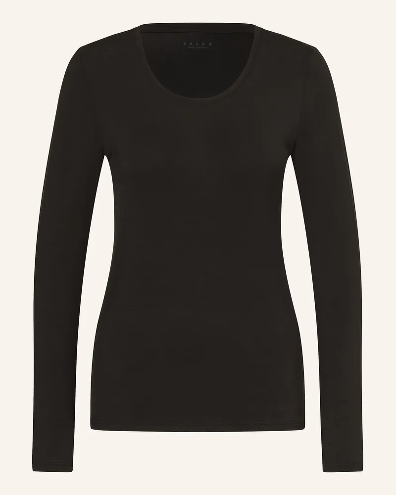 Falke Longsleeve Daily Climawool schwarz Schwarz