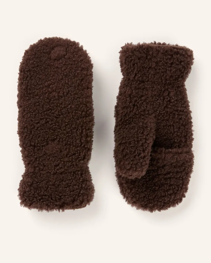 RINO & PELLE Fäustlinge Aus Teddyfell braun Dunkelbraun