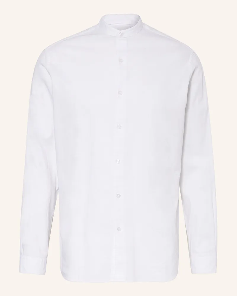 paul Hemd Comfort Fit Mit Leinen weiss Weiss